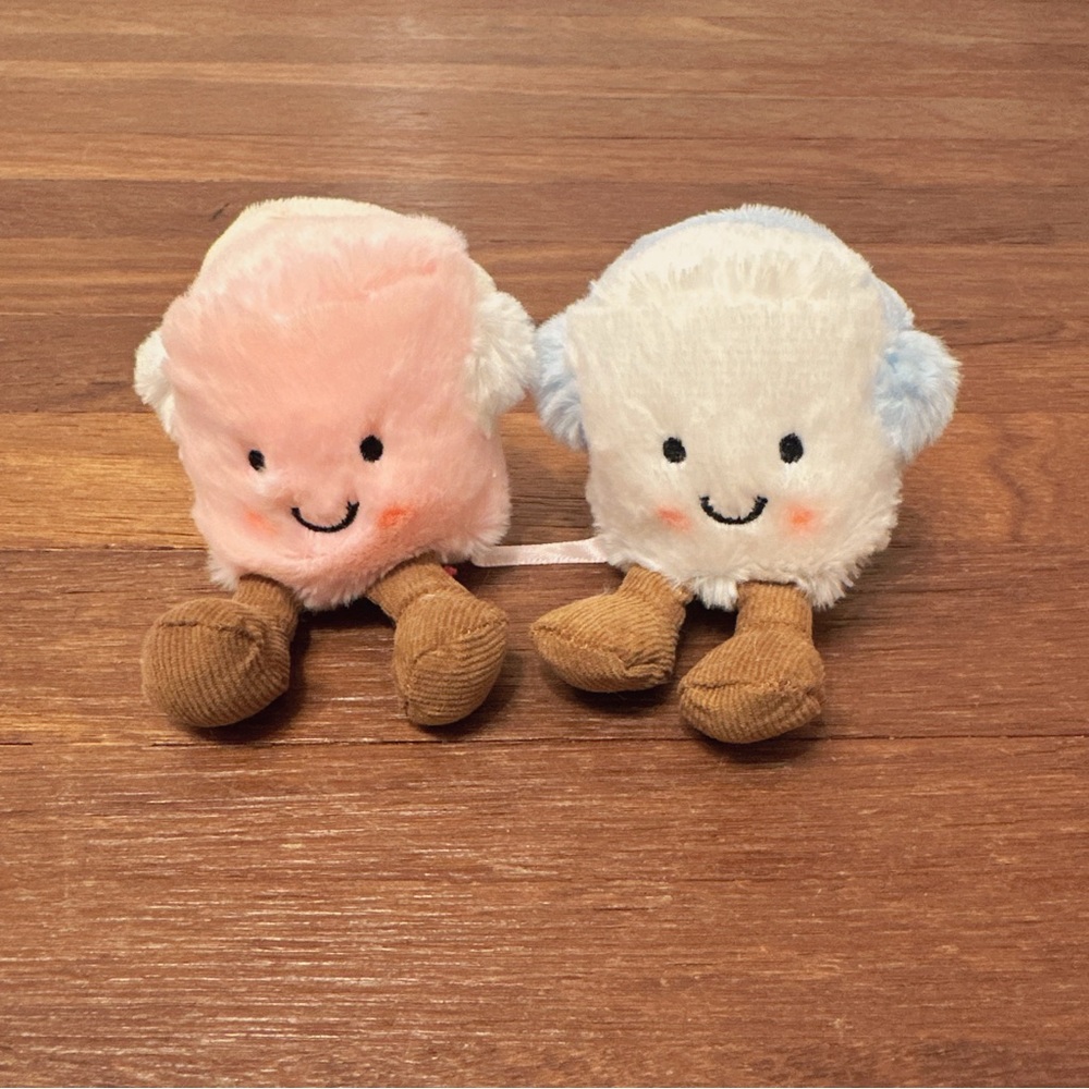 Cute Marshmallow Plush Pink White Earmuffs Soft Kawaii Gift Collectible Toy